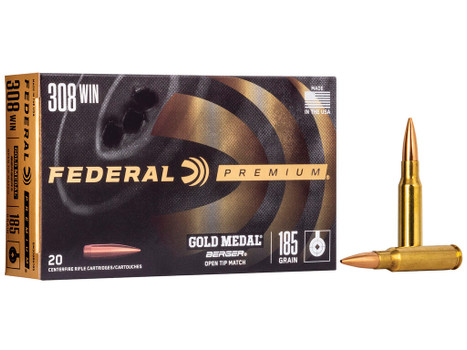 Federal GM308BH185 Premium Gold Medal 308Win 185gr Berger Jugernaught Open Tip Match 20 Per Box/10 Case