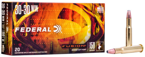 Federal Fusion Hyper Velocity Centerfire Ammunition, 30-30 Winchester, Bonded Soft Point, 150 Grain - 20 Cartridge Box ( 20 / 1 )