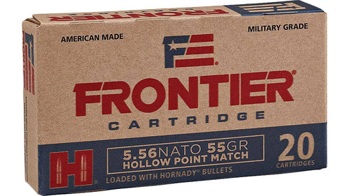 Hornady Frontier Hyper Velocity Centerfire Ammunition, 5.56 x 45mm NATO, Hollow Point Match, 55 Grain - 20 Cartridge Box ( 20 / 1 )
