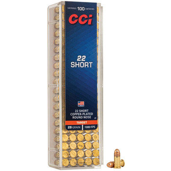 CCI Target Standard Velocity Rimfire Ammunition, 22 Short, CPRN, 29 Grain - 100 Cartridge Box ( 100 / 1 )