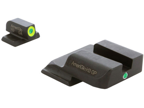 AmeriGlo SW301 i-Dot Sight Set for Smith & Wesson M&P Green Tritium LumiGreen Outline Front Sight-Green Tritium Rear Sight