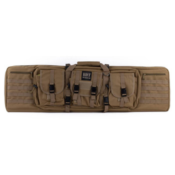 Bulldog BDT6043T Tactical Double Rifle Case 43 Tan with 3 Accessory Pockets  Deluxe Padded Backstraps Lockable Zippers Holds 2 Rifles Padded Internal Divider UPC: 672352010619
