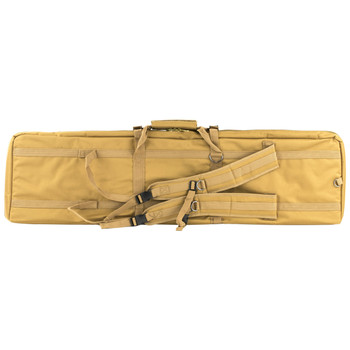 Bulldog BDT6043T Tactical Double Rifle Case 43 Tan with 3 Accessory Pockets  Deluxe Padded Backstraps Lockable Zippers Holds 2 Rifles Padded Internal Divider UPC: 672352010619