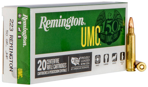 Remington UMC Hyper Velocity Centerfire Ammunition, 223 Remington, Jacketed Hollow Point, 50 Grain - 20 Cartridge Box ( 20 / 1 )