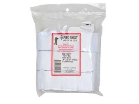 Pro-Shot 134500 Cleaning Patches .38/ 6mm/ 7mm Cal 1.75" Square Cotton Flannel 500 Pack