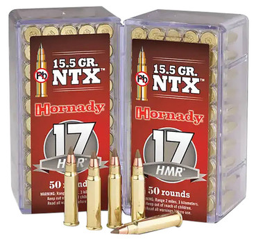 Hornady Varmint Express NTX Lead Free Hyper Velocity Rimfire Ammunition, 17 HMR, PTJHP, 15.5 Grain - 50 Cartridge Box ( 50 / 1 )