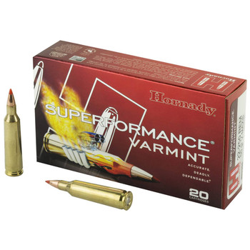 Hornady Superformance Varmint Hyper Velocity Centerfire Ammunition, 22-250 Remington, Hornady V-Max, 50 Grain - 20 Cartridge Box ( 20 / 1 )