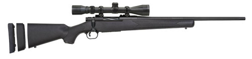 Mossberg 27840 Patriot Super Bantam 243 Win Caliber with 51 Capacity 20 Fluted Barrel Matte Blued Metal Finish  Black Synthetic Stock Right Hand Youth Include 39x40mm Scope UPC: 015813278409