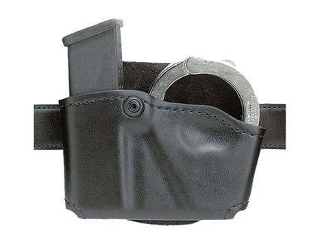 Safariland 5738321 Cuff/Magazine Pouch Compatible w/Beretta 8045F Belt Clip Mount Black Leather