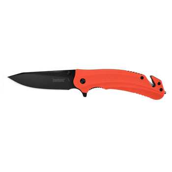 Kershaw 8650 Barricade  3.50 Folding Drop Point Plain Black Oxide 8Cr13MoV SS Blade Orange GlassFilled Nylon Handle Features Glass Breaker Includes Pocket Clip UPC: 087171048529