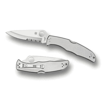 Spyderco C10P Endura II  3.88 Folding Drop Point Plain VG10 Stainless Steel BladeStainless Handle UPC: 716104004409