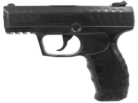 Daisy 426 Powerline Air Pistol CO2 177 Semi-Automatic 15 Shot Built-In BB Magazine, Smooth Bore Steel Barrel, Blade Front/Fixed Open Rear Sights, Molded Black Grip
