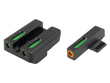 TruGlo TG13FN1PC TFX Pro Black | Green Tritium & Fiber Optic Orange Outline Front Sight Green Tritium & Fiber Optic Rear Sight