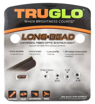 Truglo TG947UR Long Bead  Metal Universal Shotgun Red Fiber Optic Black UPC: 788130092699
