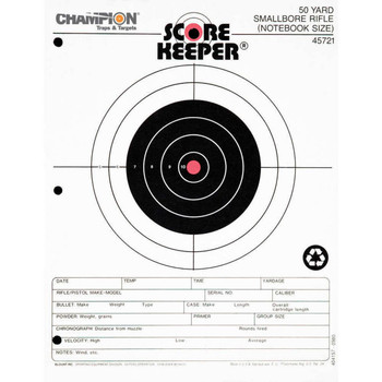 Champion Targets 45721 Score Keeper  Bullseye Paper 50 yds Small Bore Rifle 8.50 x 11 BlackOrange 12 PK UPC: 076683457219