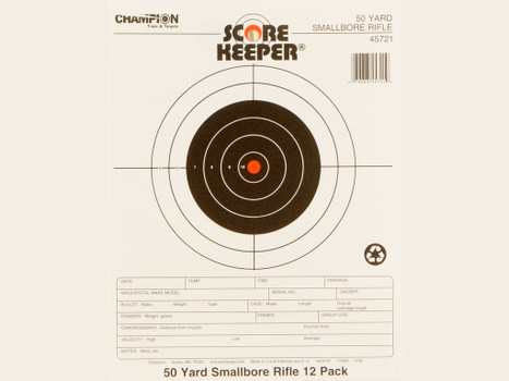 Champion Targets 45721 Score Keeper Bullseye Paper 50 yds Small Bore Rifle 8.50" x 11" Black/Orange 12 PK