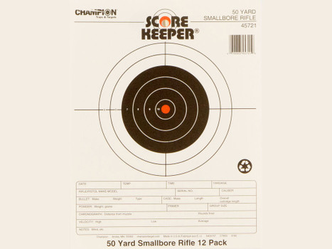 Champion Targets 45721 Score Keeper Bullseye Paper 50 yds Small Bore Rifle 8.50" x 11" Black/Orange 12 PK