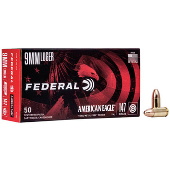 Federal American Eagle Subsonic Centerfire Ammunition, 9mm Luger, Total Metal Jacket, 147 Grain - 50 Cartridge Box ( 50 / 1 )