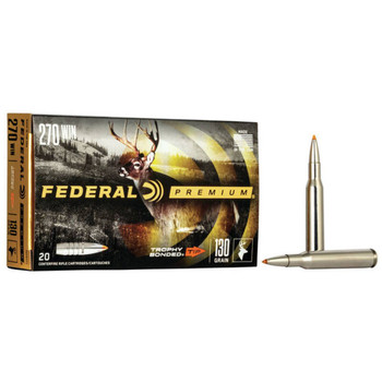 Federal Trophy Bonded Hyper Velocity Centerfire Ammunition, 270 Winchester, Trophy Bonded Tip, 130 Grain - 20 Cartridge Box ( 20 / 1 )