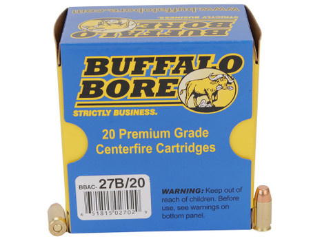 Buffalo Bore Ammunition 27B20 Personal Defense Strictly Business 380ACP +P 95gr Full Metal Jacket Flat Nose 20 Per Box/12 Case