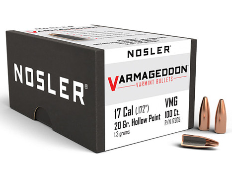 Nosler 17205 Varmageddon 17Cal 20gr Flat Base Hollow Point 100/Box