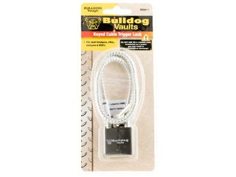 Bulldog BD8011 Trigger Lock Cable Open With Key Metal Firearm Fit- Handgun/Rifle/Shotgun