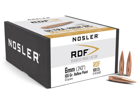 Nosler 53410 RDF Match 6mm 105gr Hollow Point Boat Tail 100/Box