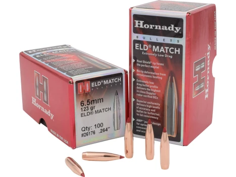Hornady 26176 ELD Match 6.5mm .264 123 gr Extremely Low Drag Match 100 Per Box/ 25 Case
