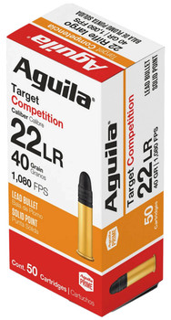 Aguila Target Competition Standard Velocity Rimfire Ammunition, 22 LR, Lead Round Nose, 40 Grain - 50 Cartridge Box ( 50 / 1 )