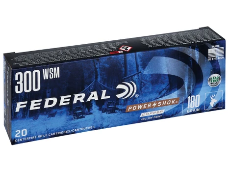 Federal 300WSM180LFA Power-Shok 300WSM 180gr Copper Hollow Point 20 Per Box/10 Case