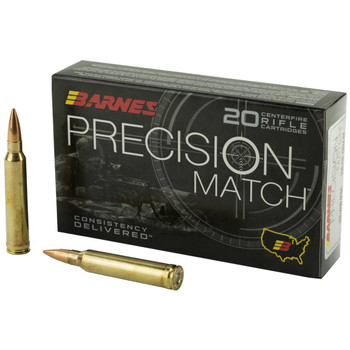 Barnes Precision Match Hyper Velocity Centerfire Ammunition, 300 Winchester, Open Tip Match Boat Tail, 220 Grain - 20 Cartridge Box ( 20 / 1 )