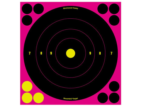 Birchwood Casey 34808 Shoot-N-C Reactive Target Self-Adhesive Paper Black/Pink 8" Bullseye 6 Pack