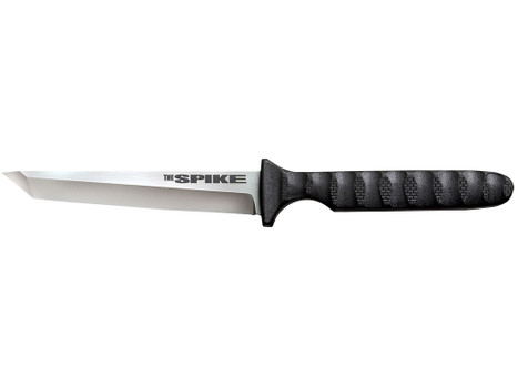 Cold Steel CS-53NCT Spike 4" Fixed Tanto Plain Cryo 4116 SS Blade/Black Scalloped Griv-Ex Handle Includes Bead Chain Lanyard/Sheath