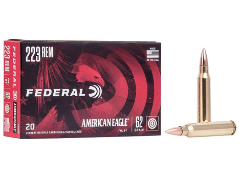 Federal AE223N American Eagle Rifle 223Rem 62gr Full Metal Jacket Boat Tail 20 Per Box/25 Case