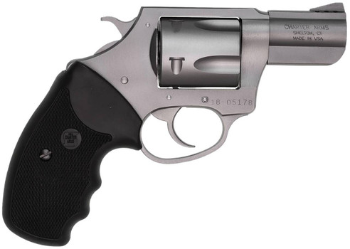 Charter Arms 73520 Mag Pug  Large 357 Mag 5 Shot 2.20 Matte Stainless Steel Ported Barrel Matte Stainless Steel Cylinder  Frame wBlack Finger Grooved Rubber Grip UPC: 678958735208