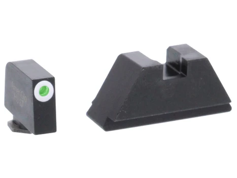 AmeriGlo GL411 Optic Compatible Sight Set for Glock XL Tall Green Tritium White Outline Front Sight-Green Tritium Black Rear Sight