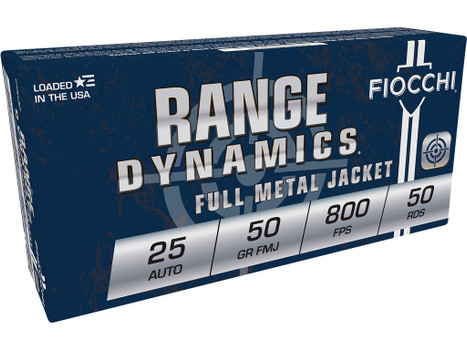 Fiocchi 25AP Range Dynamics 25ACP 50gr Full Metal Jacket 50 Per Box/20 Case