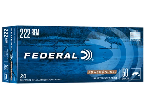 Federal 222A Power-Shok 222Rem 50gr Jacketed Soft Point 20 Per Box/10 Case
