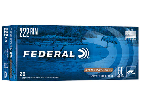 Federal 222A Power-Shok 222Rem 50gr Jacketed Soft Point 20 Per Box/10 Case