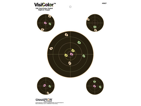 Champion Targets 45827 VisiColor Self-Adhesive Paper Multi-Color 5" Bullseye 10 Pack