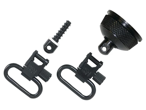Uncle Mike's 18002 Mag Cap Swivel Set made of Steel with Blued Finish, 1" Loop Size & Quick Detach Style for 12 Gauge Remington 870 Express with Wood Stock Includes Two Super Swivels