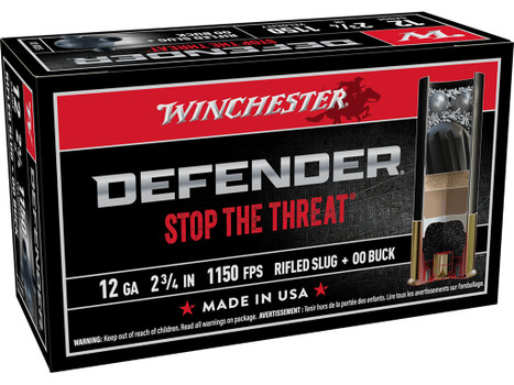 Winchester Ammo S12PDX1 PDX1 Defender Combo 12Gauge 2.75" 1oz Rifled Slug 3Plated 00Buck Shot 10 Per Box/10 Case
