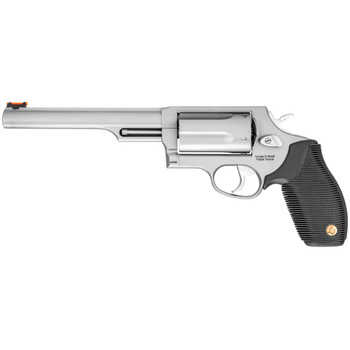 Taurus 2441069T Judge  45 Colt LC Caliber or 2.50 410 Gauge with 6.50 Barrel 5rd Capacity Cylinder Overall Matte Finish Stainless Steel Black Ribber Grip  Fiber Optic Front Sight UPC: 725327600978