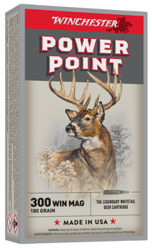 Winchester Power-Point Hyper Velocity Centerfire Ammunition, 300 Win Mag, Power Point, 180 Grain - 20 Cartridge Box ( 20 / 1 )