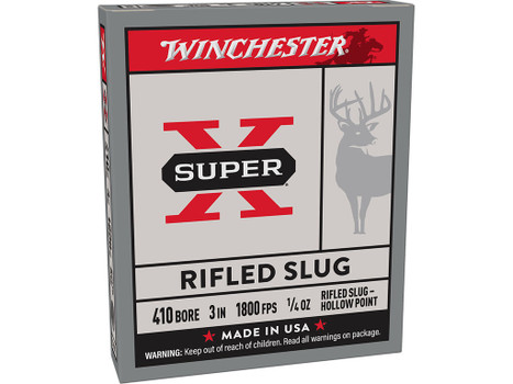 Winchester Ammo X413RS5 Super X 410Gauge 3" 1/4oz Rifled Slug Shot 5 Per Box/50 Case