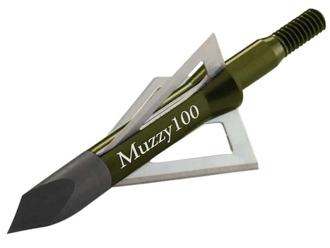 Muzzy 225 3- Blade Broadhead Trocar Tip Anodized Aluminum Ferrule Blades 100 gr/6 Per Pack