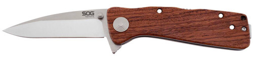 S.O.G SOGTWI17CP Twitch II 2.65 Folding Drop Point Plain Satin AUS8A SS Blade Brown Rosewood Handle Includes Pocket Clip UPC: 729857998758