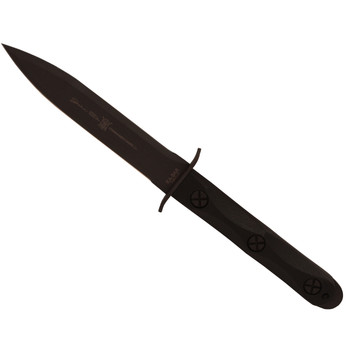 KaBar EK44 Ek Model 4 6.63 Fixed Double Edge Spear Point Plain Stonewashed 1095 CroVan Blade Black GRN Handle Includes Sheath UPC: 617717201448