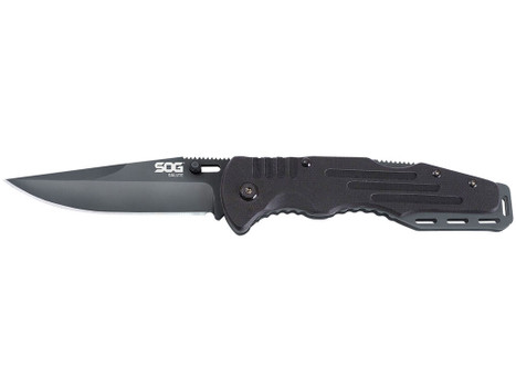 S.O.G SOG-FF11-CP Salute 3.62" Folding Clip Point Plain Black Hardcased 8Cr13MoV SS Blade Black G10 Handle Includes Belt Clip