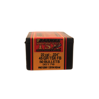 Barnes Bullets 30176 TSX  22 Cal .224 45 gr TSX Flat Base 50 Per Box UPC: 716876224418